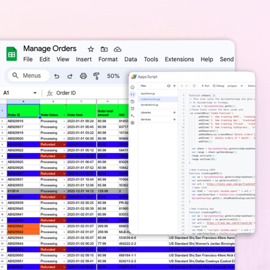 Google Sheets Operations Database preview