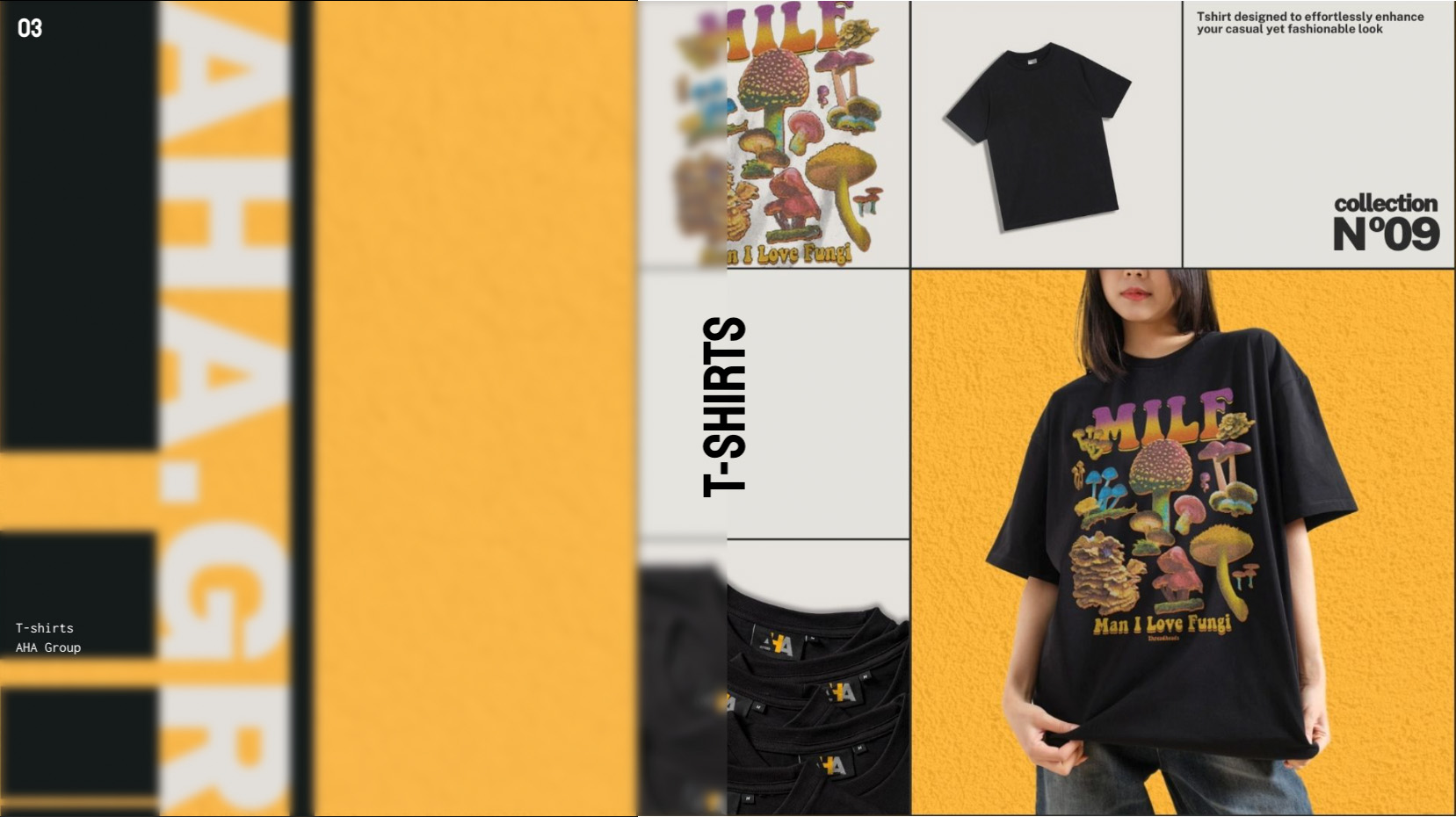 AHAGroup homepage slider featuring t-shirts