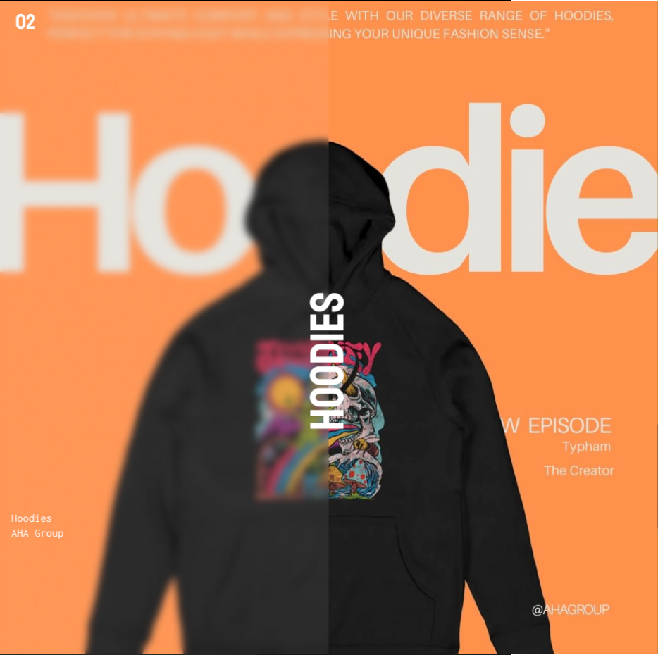 AHAGroup homepage slider featuring hoodies
