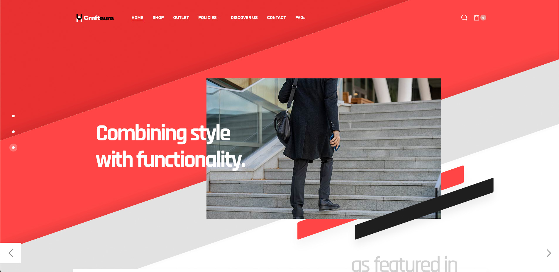CraftAura homepage slider featuring style and functionality