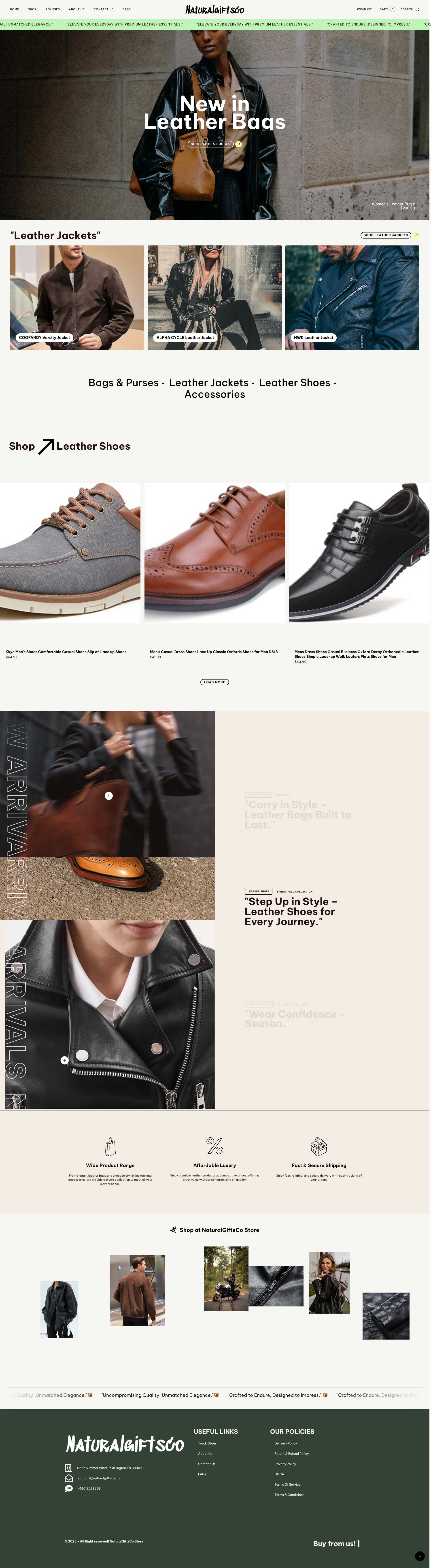 NaturalGiftsCo homepage full page showcase