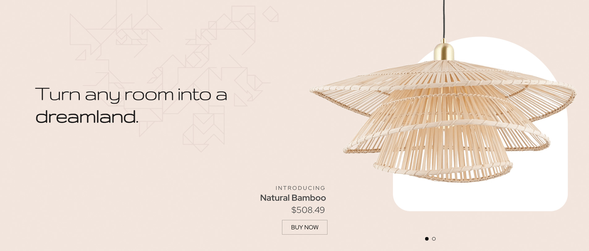 TimeLessCrafts homepage slider featuring Secto Design pendant lights